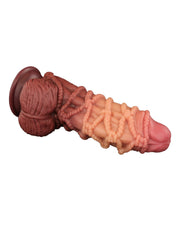 LoveToy - XXL Extreme Dildo met Touw Motief - Lengte 24 cm - Bruin/Lichte Huidskleur-Erotiekvoordeel.nl