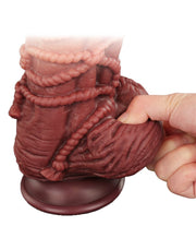 LoveToy - XXL Extreme Dildo met Touw Motief - Lengte 24 cm - Bruin/Lichte Huidskleur-Erotiekvoordeel.nl