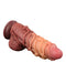 LoveToy - XXL Extreme Dildo met Touw Motief - Lengte 24 cm - Bruin/Lichte Huidskleur-Laced-up.nl