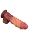 LoveToy - XXL Extreme Dildo met Touw Motief - Lengte 26.5 cm - Bruin/Lichte Huidskleur-Laced-up.nl