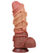 LoveToy - XXL Extreme Dildo met Touw Motief - Lengte 26.5 cm - Bruin/Lichte Huidskleur-Laced-up.nl