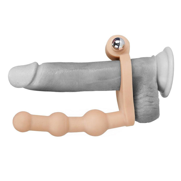 LoveToy - Cockring Met Vibrerende Dildo - 15 cm - Voor Dubbele Penetratie-Laced-up.nl