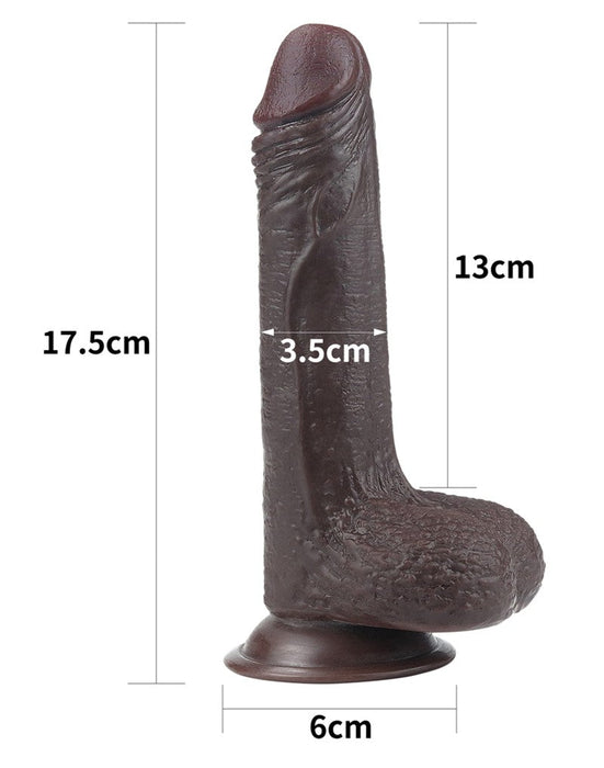 LoveToy - Dildo Met Sliding Skin Technologie - 17.5 x 3.5 cm - Bruin-Laced-up.nl