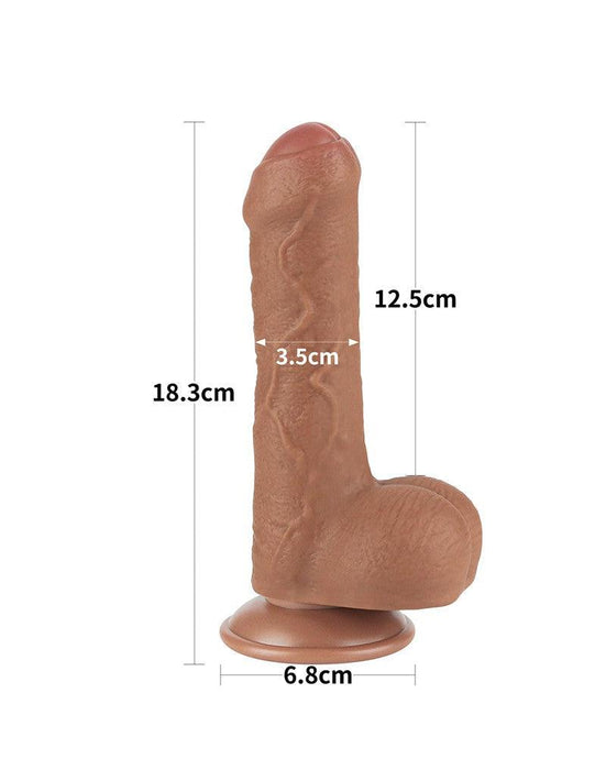 LoveToy - Dildo Met Sliding Skin Technologie - 18.3 x 3.5 cm - Verwijderbare Zuignap - Medium Huidskleur-Laced-up.nl