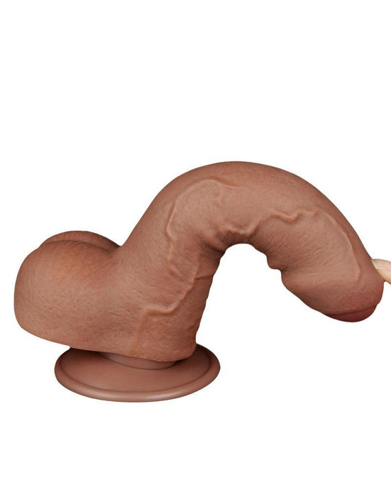 LoveToy - Dildo Met Sliding Skin Technologie - 18.3 x 3.5 cm - Verwijderbare Zuignap - Medium Huidskleur-Laced-up.nl