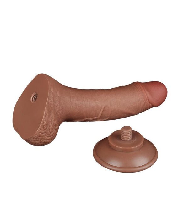 LoveToy - Dildo Met Sliding Skin Technologie - 19.5 x 3.5 cm - Verwijderbare Zuignap - Medium Huidskleur-Laced-up.nl