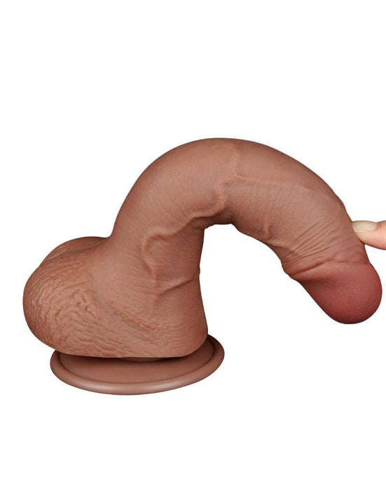 LoveToy - Dildo Met Sliding Skin Technologie - 19.5 x 3.5 cm - Verwijderbare Zuignap - Medium Huidskleur-Laced-up.nl