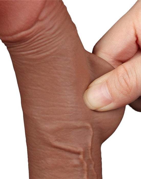 LoveToy - Dildo Met Sliding Skin Technologie - 19.5 x 3.5 cm - Verwijderbare Zuignap - Medium Huidskleur-Laced-up.nl