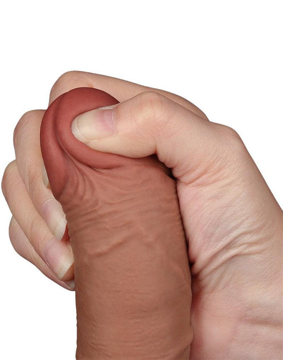 LoveToy - Dildo Met Sliding Skin Technologie - 19.5 x 3.5 cm - Verwijderbare Zuignap - Medium Huidskleur-Laced-up.nl