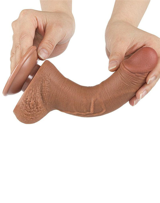 LoveToy - Dildo Met Sliding Skin Technologie - 19.5 x 3.5 cm - Verwijderbare Zuignap - Medium Huidskleur-Laced-up.nl