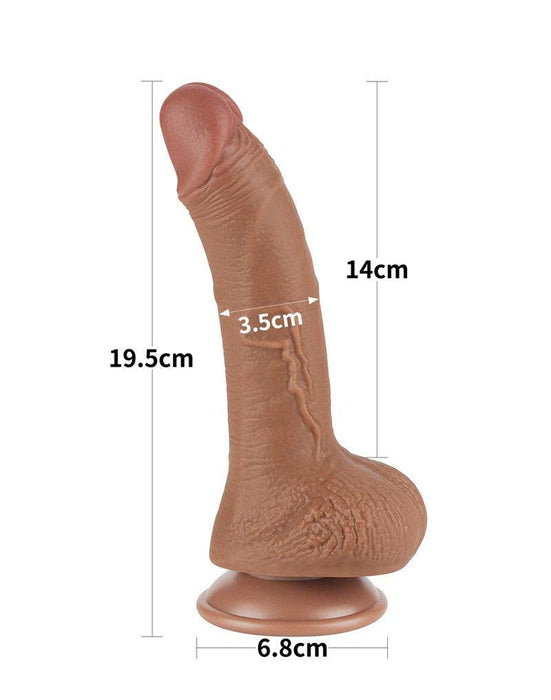 LoveToy - Dildo Met Sliding Skin Technologie - 19.5 x 3.5 cm - Verwijderbare Zuignap - Medium Huidskleur-Laced-up.nl