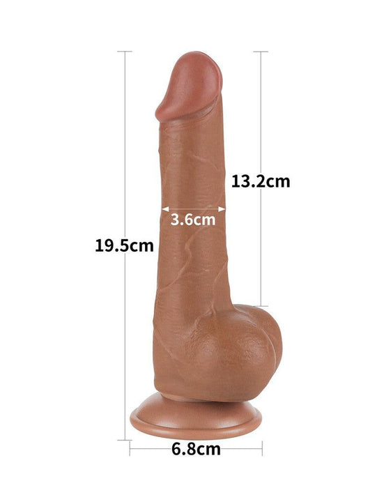 LoveToy - Dildo Met Sliding Skin Technologie - 19.5 x 3.6 cm - Verwijderbare Zuignap - Medium Huidskleur-Laced-up.nl