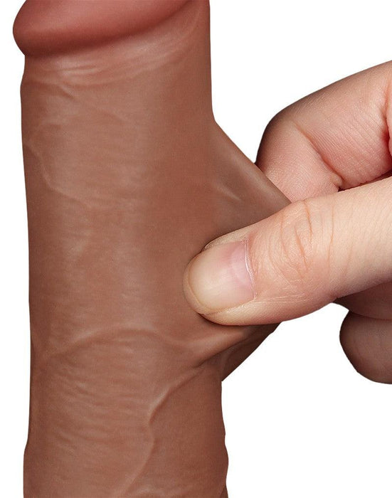 LoveToy - Dildo Met Sliding Skin Technologie - 19.5 x 3.6 cm - Verwijderbare Zuignap - Medium Huidskleur-Laced-up.nl
