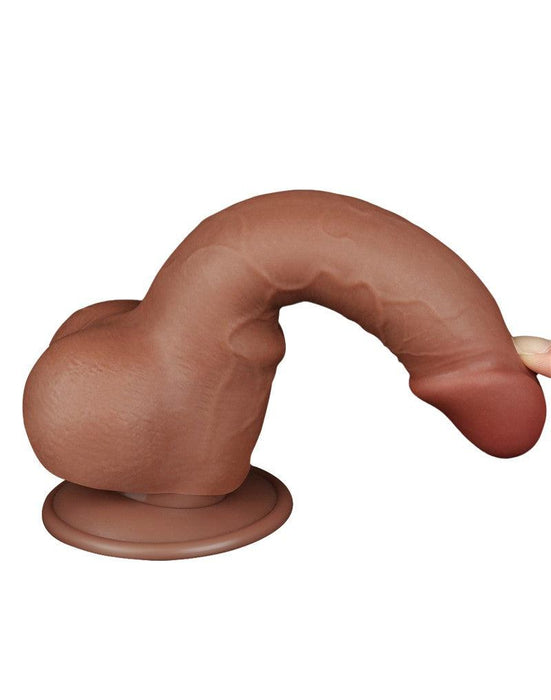 LoveToy - Dildo Met Sliding Skin Technologie - 19.5 x 3.6 cm - Verwijderbare Zuignap - Medium Huidskleur-Laced-up.nl