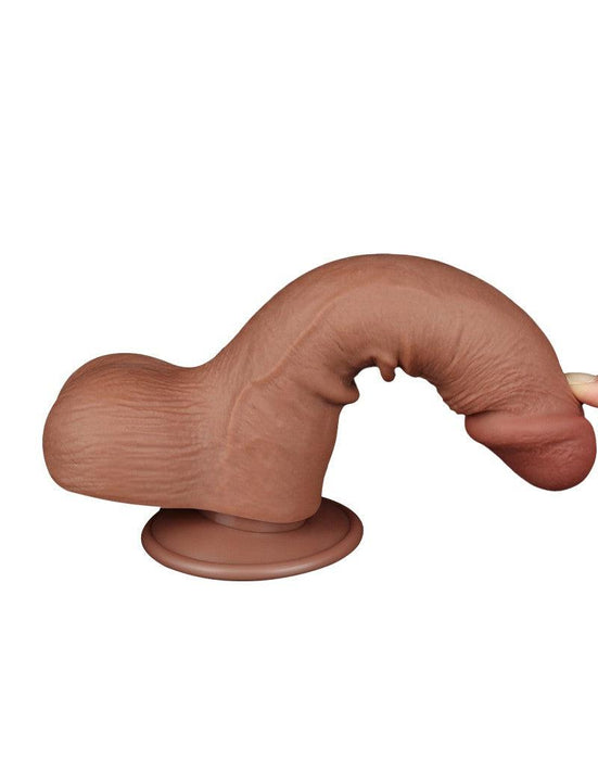 LoveToy - Dildo Met Sliding Skin Technologie - 19.5 x 3.7 cm - Verwijderbare Zuignap - Medium Huidskleur-Laced-up.nl