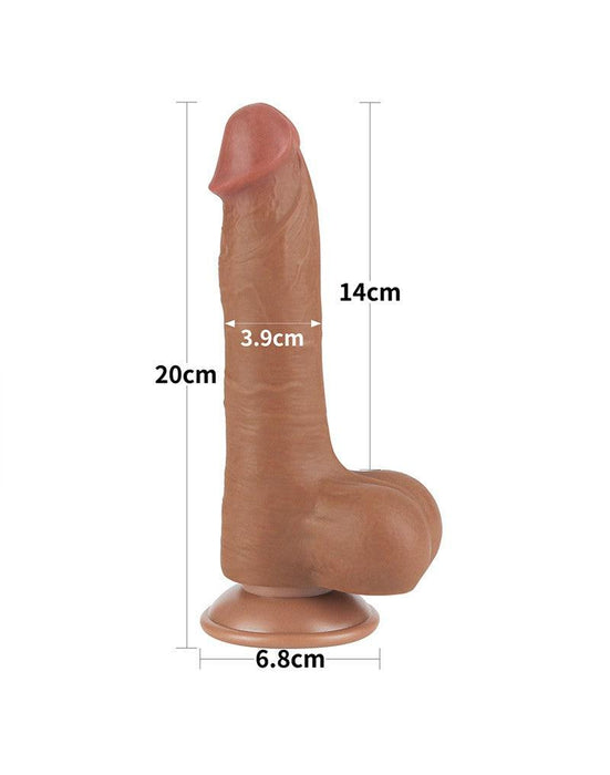LoveToy - Dildo Met Sliding Skin Technologie - 20 x 3.9 cm - Verwijderbare Zuignap - Medium Huidskleur-Laced-up.nl