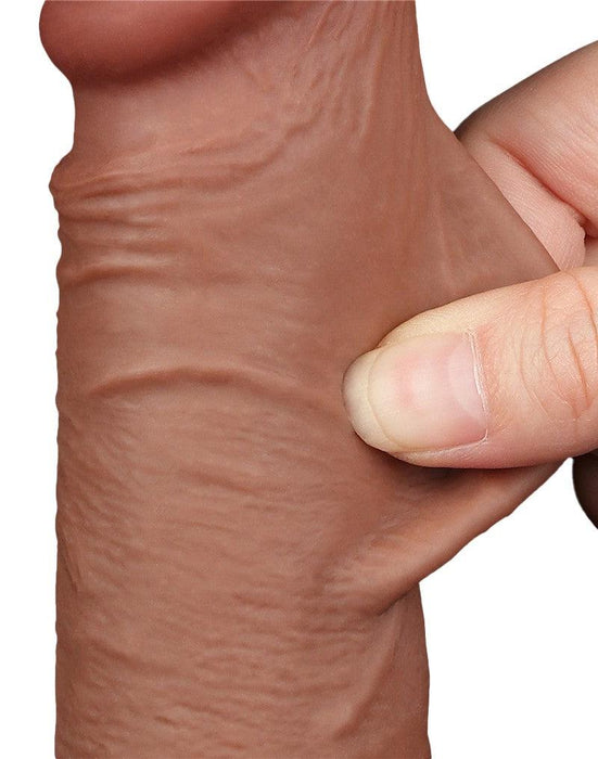 LoveToy - Dildo Met Sliding Skin Technologie - 20 x 3.9 cm - Verwijderbare Zuignap - Medium Huidskleur-Laced-up.nl