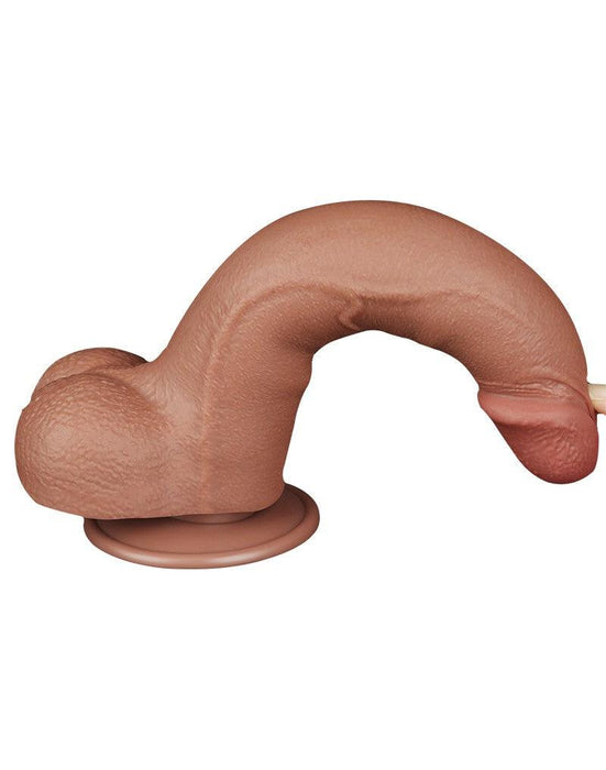 LoveToy - Dildo Met Sliding Skin Technologie - 20 x 4 cm - Verwijderbare Zuignap - Medium Huidskleur-Laced-up.nl
