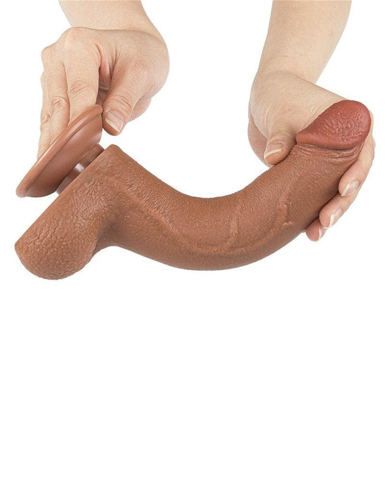 LoveToy - Dildo Met Sliding Skin Technologie - 20 x 4 cm - Verwijderbare Zuignap - Medium Huidskleur-Laced-up.nl