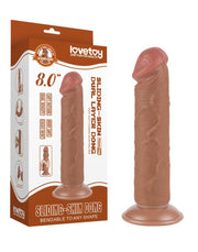 LoveToy - Dildo Met Sliding Skin Technologie - 20.8 x 3.8 cm - Verwijderbare Zuignap - Medium Huidskleur-Laced-up.nl