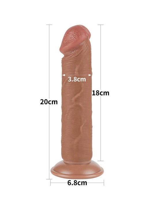 LoveToy - Dildo Met Sliding Skin Technologie - 20.8 x 3.8 cm - Verwijderbare Zuignap - Medium Huidskleur-Laced-up.nl