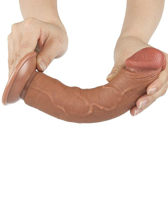 LoveToy - Dildo Met Sliding Skin Technologie - 20.8 x 3.8 cm - Verwijderbare Zuignap - Medium Huidskleur-Laced-up.nl
