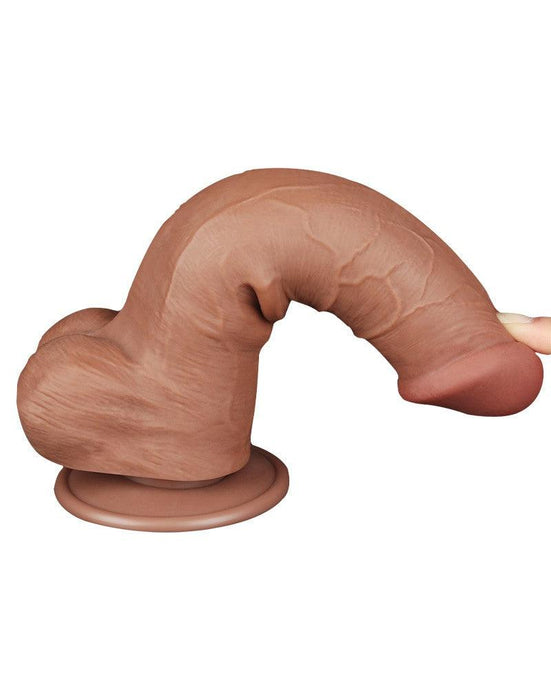 LoveToy - Dildo Met Sliding Skin Technologie - 20.8 x 4 cm - Verwijderbare Zuignap - Medium Huidskleur-Laced-up.nl