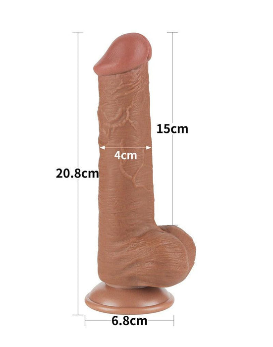 LoveToy - Dildo Met Sliding Skin Technologie - 20.8 x 4 cm - Verwijderbare Zuignap - Medium Huidskleur-Laced-up.nl
