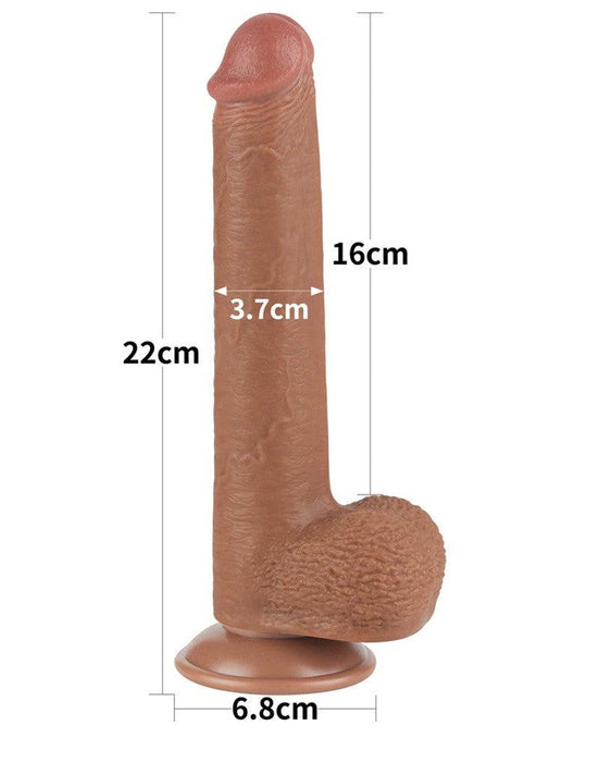 LoveToy - Dildo Met Sliding Skin Technologie - 22 x 3.7 cm - Verwijderbare Zuignap - Medium Huidskleur-Laced-up.nl