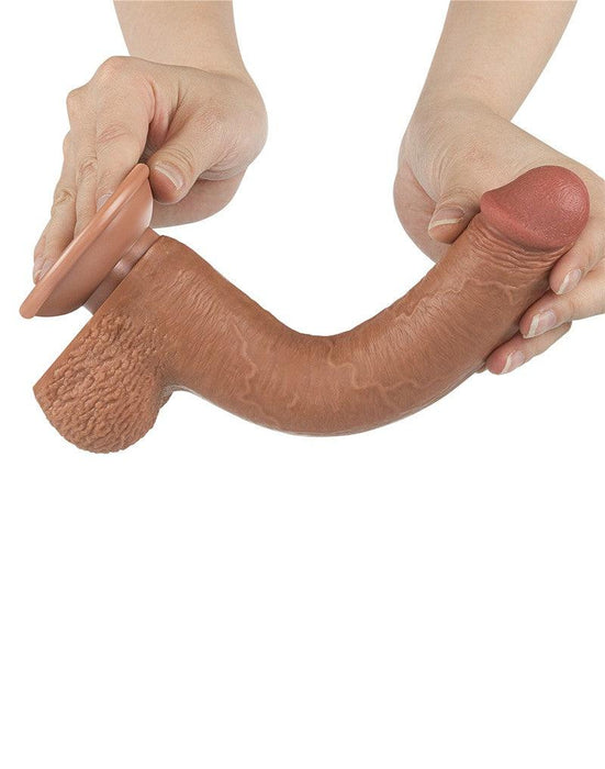 LoveToy - Dildo Met Sliding Skin Technologie - 22 x 3.7 cm - Verwijderbare Zuignap - Medium Huidskleur-Laced-up.nl