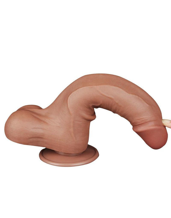 LoveToy - Dildo Met Sliding Skin Technologie - 22 x 4.3 cm - Verwijderbare Zuignap - Medium Huidskleur-Laced-up.nl
