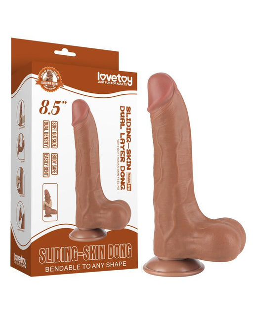 LoveToy - Dildo Met Sliding Skin Technologie - 22 x 4.3 cm - Verwijderbare Zuignap - Medium Huidskleur-Laced-up.nl