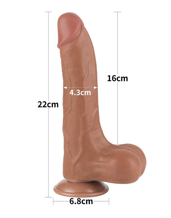 LoveToy - Dildo Met Sliding Skin Technologie - 22 x 4.3 cm - Verwijderbare Zuignap - Medium Huidskleur-Laced-up.nl