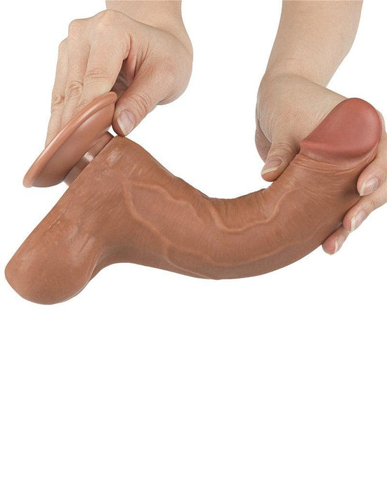 LoveToy - Dildo Met Sliding Skin Technologie - 22 x 4.3 cm - Verwijderbare Zuignap - Medium Huidskleur-Laced-up.nl