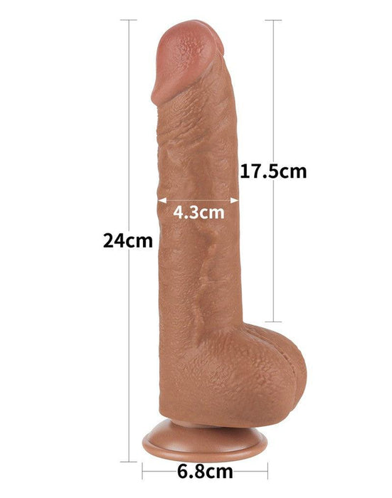 LoveToy - Dildo Met Sliding Skin Technologie - 24 x 4.3 cm - Verwijderbare Zuignap - Lichte Huidskleur-Laced-up.nl