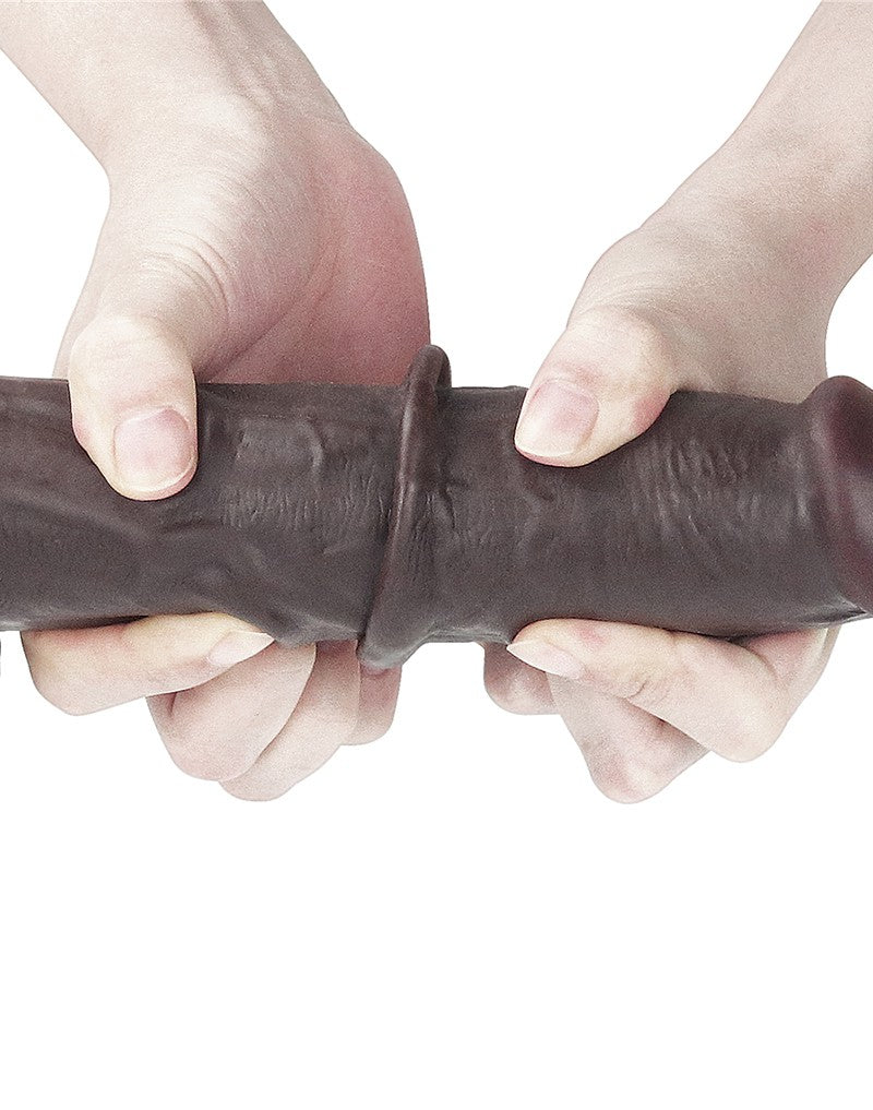 LoveToy - Dildo Met Sliding Skin Technologie - 24 x 4.5 cm - Bruin-Laced-up.nl