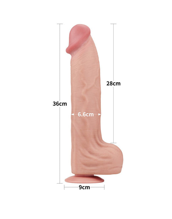 LoveToy - Dildo Met Sliding Skin Technologie - 36 x 6.6 cm - Lichte Huidskleur-Laced-up.nl