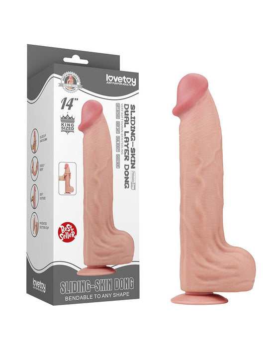LoveToy - Dildo Met Sliding Skin Technologie - 36 x 6.6 cm - Lichte Huidskleur-Laced-up.nl