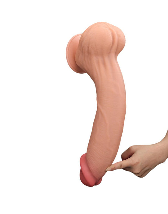 LoveToy - Dildo Met Sliding Skin Technologie - 36 x 6.6 cm - Lichte Huidskleur-Laced-up.nl
