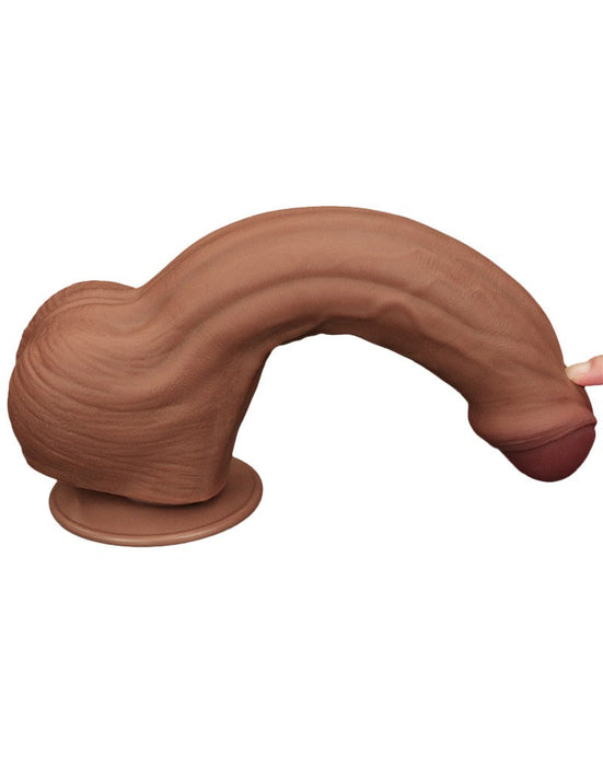 LoveToy - Sliding Skin Dildo - Lengte 29 cm - Bruin-Laced-up.nl