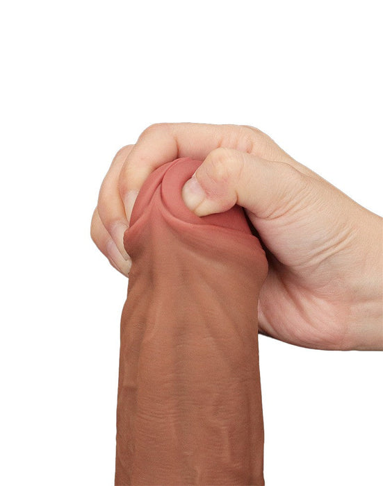 LoveToy - Sliding Skin Dildo - Lengte 29 cm - Bruin-Laced-up.nl