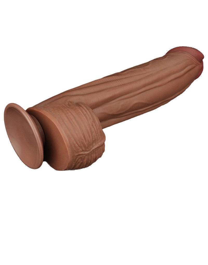 LoveToy - Sliding Skin Dildo - Lengte 31 cm - Bruin-Laced-up.nl