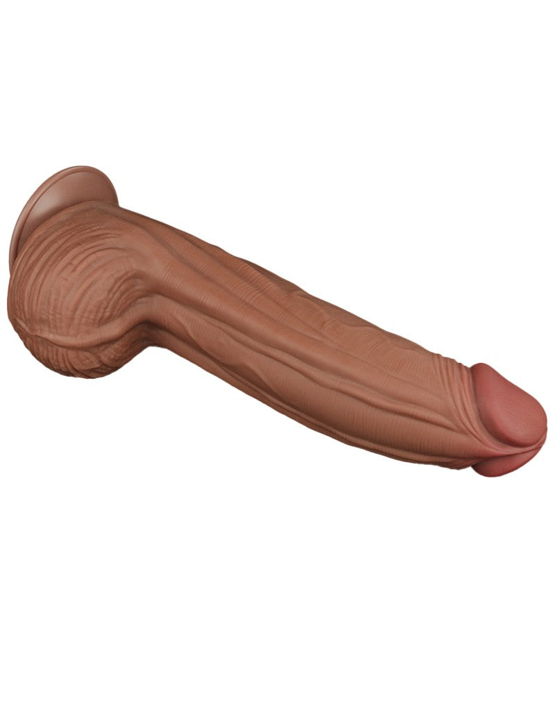LoveToy - Sliding Skin Dildo - Lengte 31 cm - Bruin-Laced-up.nl