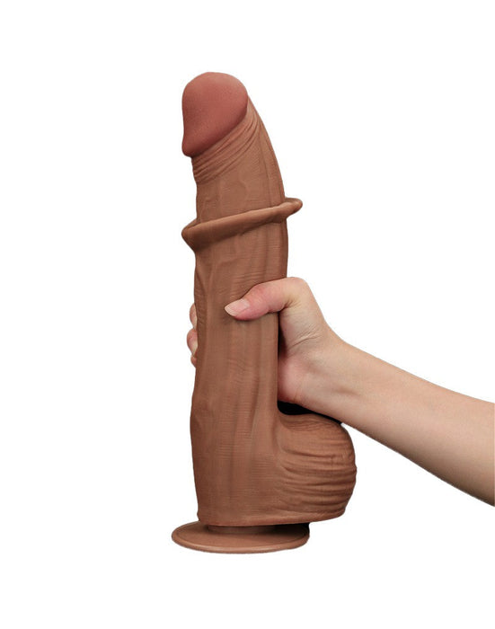 LoveToy - Sliding Skin Dildo - Lengte 31 cm - Bruin-Laced-up.nl