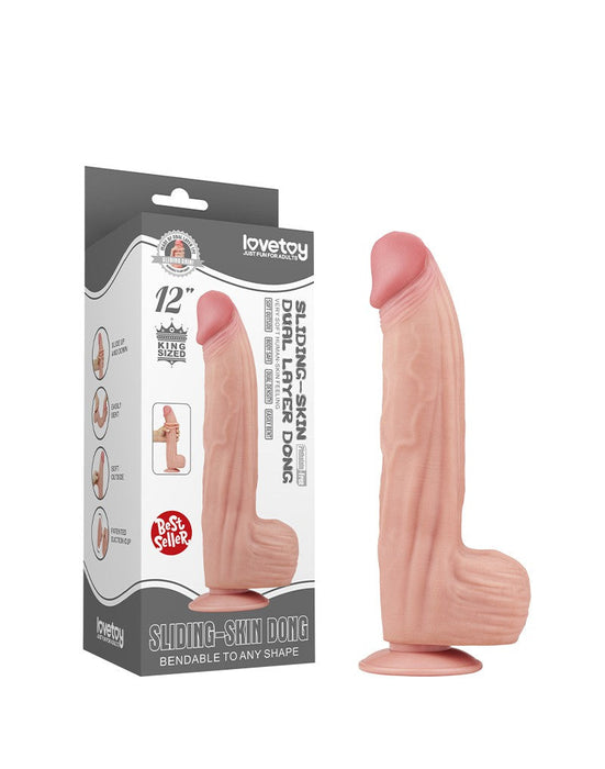 LoveToy - Sliding Skin Dildo - Lengte 31 cm - Lichte Huidskleur-Laced-up.nl