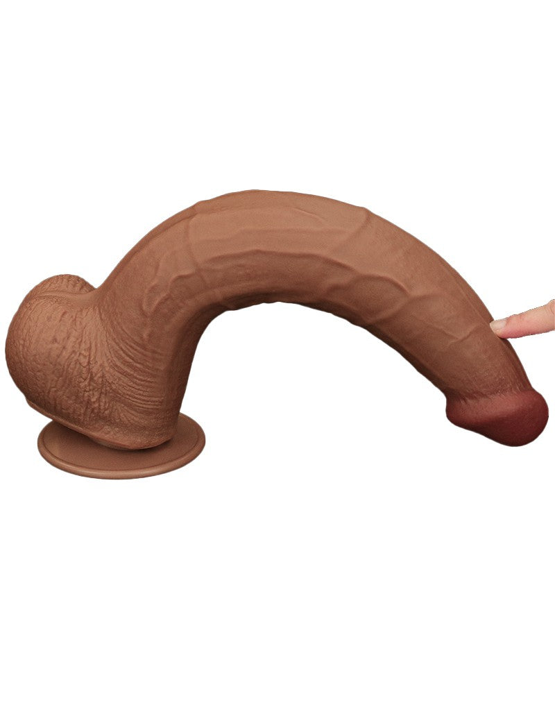 LoveToy - Sliding Skin Dildo - Lengte 34 cm - Bruin-Laced-up.nl