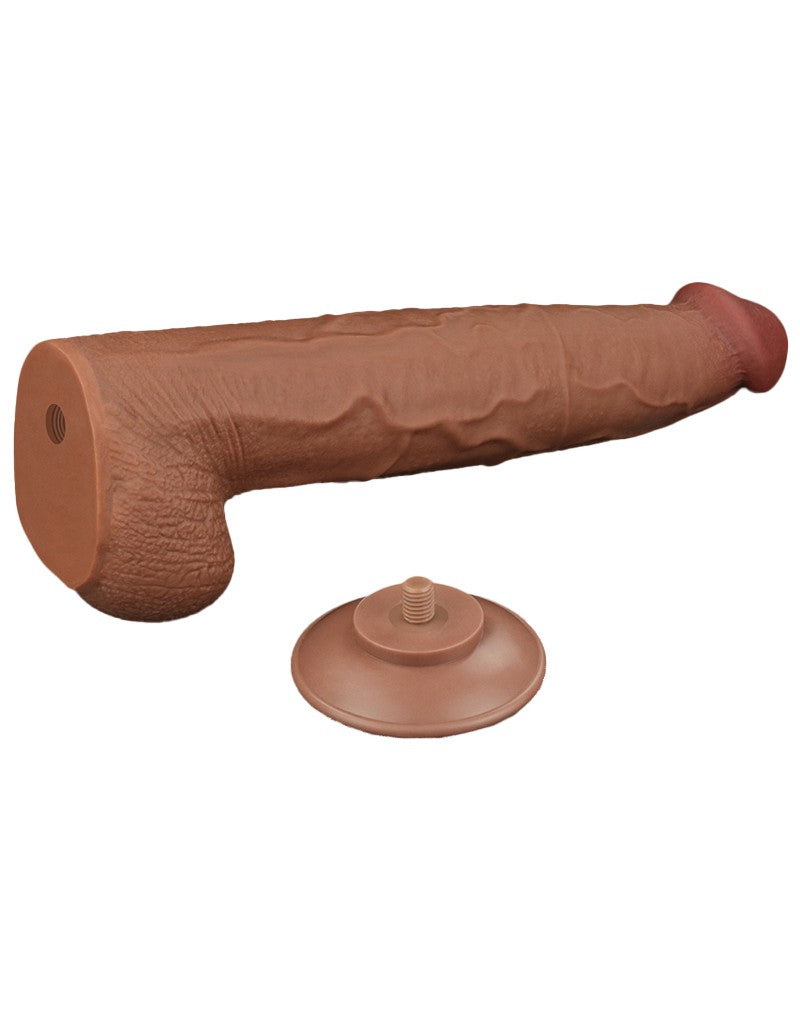 LoveToy - Sliding Skin Dildo - Lengte 34 cm - Bruin-Laced-up.nl