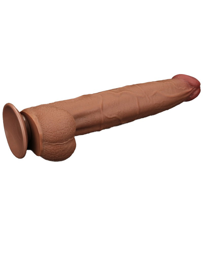 LoveToy - Sliding Skin Dildo - Lengte 34 cm - Bruin-Laced-up.nl
