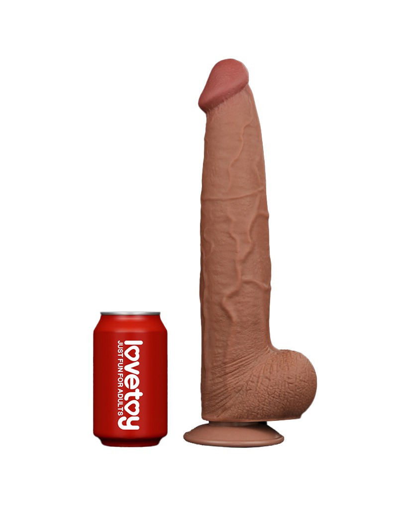 LoveToy - Sliding Skin Dildo - Lengte 34 cm - Bruin-Laced-up.nl