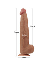 LoveToy - Sliding Skin Dildo - Lengte 34 cm - Bruin-Laced-up.nl
